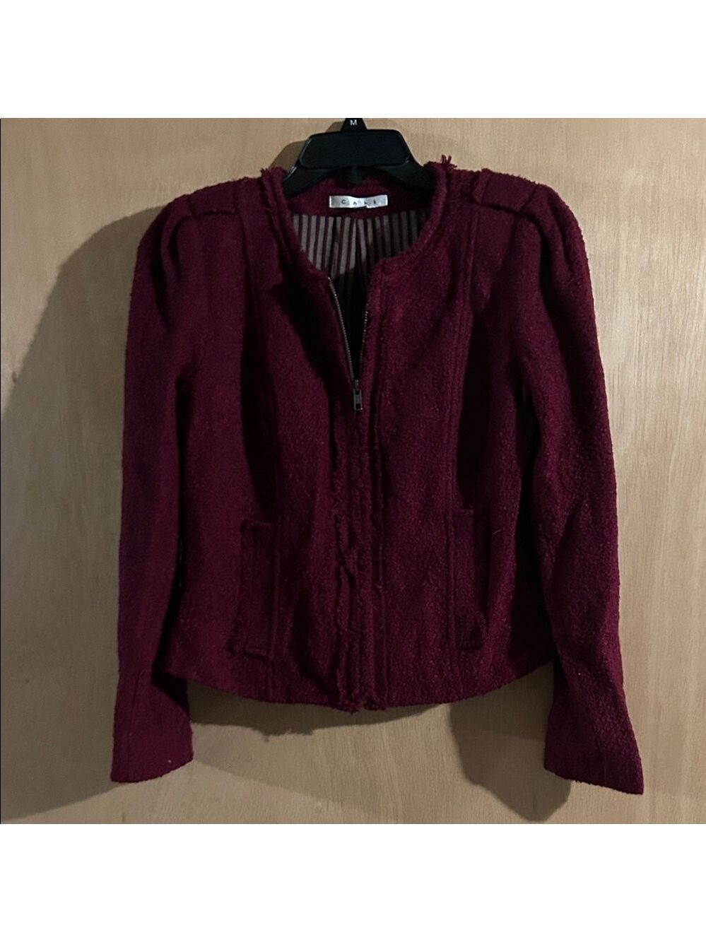 CAbi Deep Red Teddy Jacket